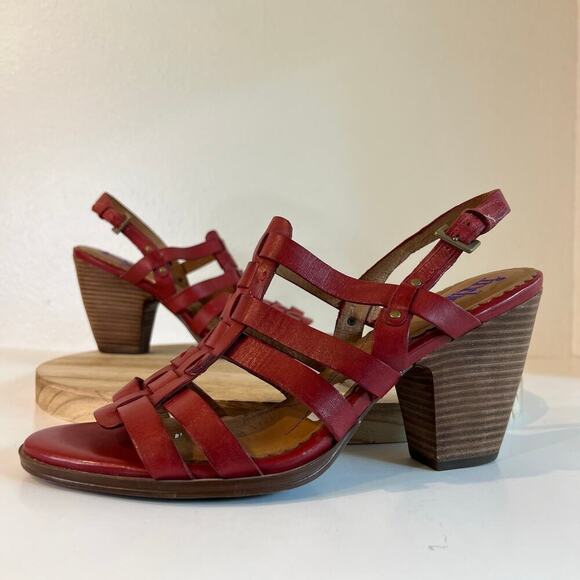 Indigo By Clarks Red Genuine Leather Weaved Woven Open Toe Sandals Size 11 - Picture 14 of 14